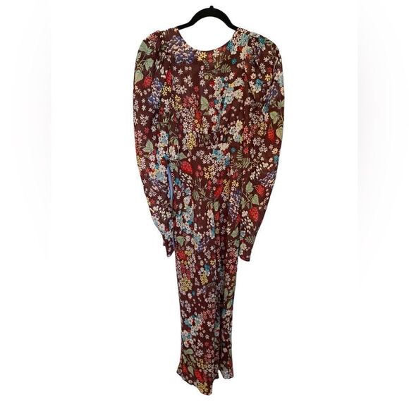 ASOS Design Brown Maxi Dress w/ Puff Sleeves in Vintage Floral Pattern - Picture 5 of 10